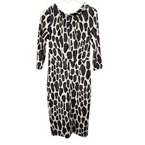 Boden Marisa Leopard Print Sheath Dress size 4 Women Beige Black Gray Back Zip